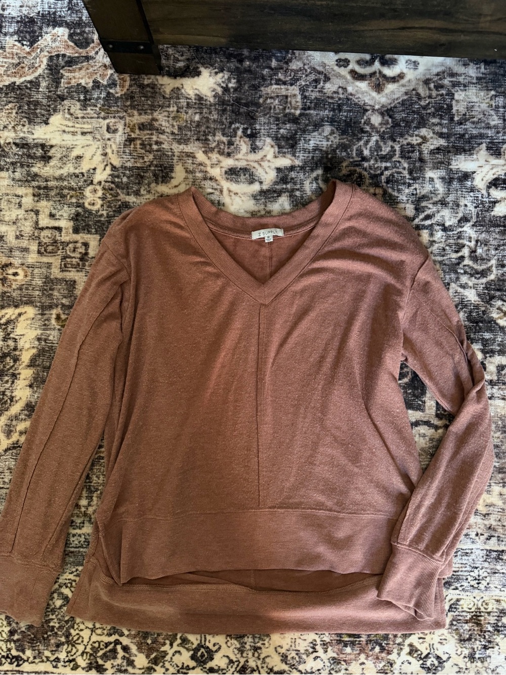 Z Supply Burnt Orange V-Neck Lightweight Pullover